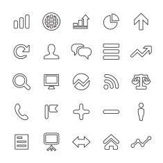 25 outline universal analytics research icons