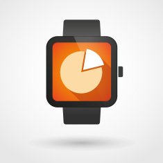 Smart watch icon with a pie chart N2