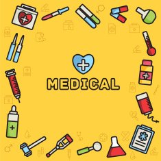 lines style medical equipment set icons concept background N4