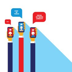 Hand holding smart phone Social network and communication
