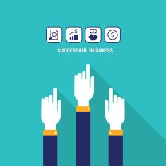 Businessman hands pointing on business web icons