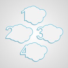 Vector creative paper colorful numbered clouds infographic
