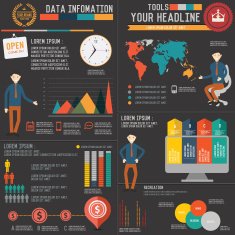 Office and business info graphic design on white background