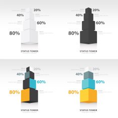 infographic template status tower font view set