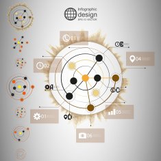 Set of Abstract network with circles infographic design illustration for