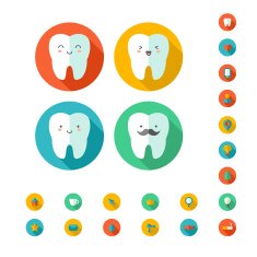 Teeth with dental icons