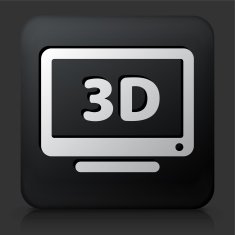 Black Square Button with 3D TV