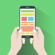Smartphone in hands Flat design