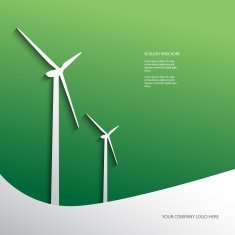 Ecology background eps10 vector design with wind turbines N2