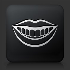 Black Square Button with Smiling Mouth