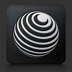 Black Square Button with Globe Icon N22
