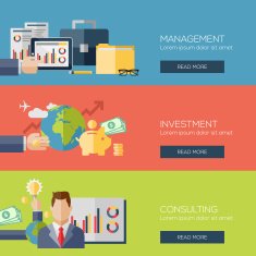 Flat design concepts for management investment consulting