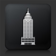 Black Square Button with Skyscraper Icon N11