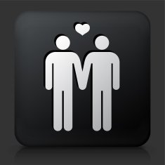Black Square Button with Homosexual Couple N2