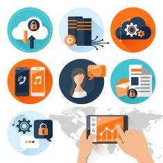 Concept mobile devices connected onto a cloud data storage N4