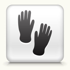 White Square Button with Hand Prints Icon