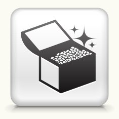 Square Button with Treasure Chest interface icon