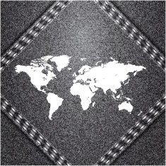 World map on jeans background texture Vector N2