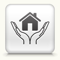 Square Button with Holding Real Estate interface icon N2