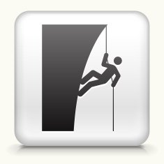 Square Button with Mountain Climbing interface icon
