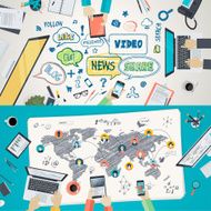 Set of flat design illustration concepts for social network