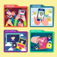 mobile device concept icons set in flat design