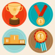 Vector achievement badges in flat style N2