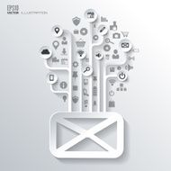 Message sms email icon Icon tree Flat abstract background with