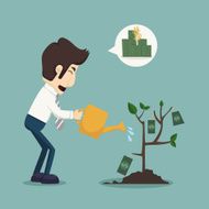 Businessman watering a plant of money N3