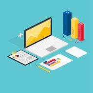 Web of analytics process with claptop and development website st N2