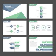 Blue green Infographic elements presentation template flat design set