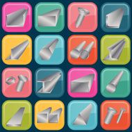 Set of metal profiles icons N3