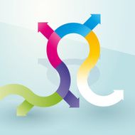 zigzag path of colored arrows
