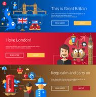 Set of flat design flyers headers with Great Britain travel N2