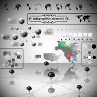 Map of North America different icons and Information graphics infographic