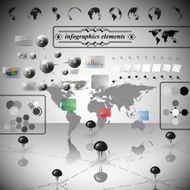 World Map differenticons and Information graphics infographic vector illustration