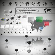Asia map different icons and Information graphics infographic vector illustration
