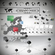 Europe map different icons and Information graphics infographic vector illustration