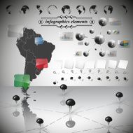 Map of South America different icons and Information graphics infographic