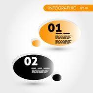 two orange infographic speech bubbles