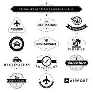 Set of black &amp; white vintage badges and labels N12