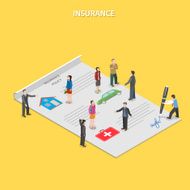 Insurance policy flat isometric vector concept