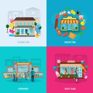 Different stores icons set
