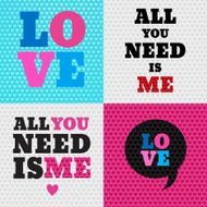 Set of 4 valentines day illustrations and typography elements B N2