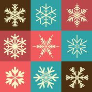 Vector Retro Snowflakes Set