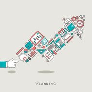 growing arrow composed of business icons N2