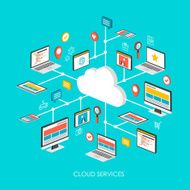 cloud services concept 3d isometric infographic