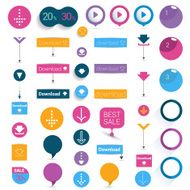 Set of buttons Colorful shapes arrows pictogram N2