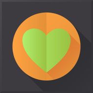 Flat design heart icon on black background N6