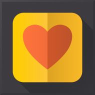 Flat design heart icon on black background N7
